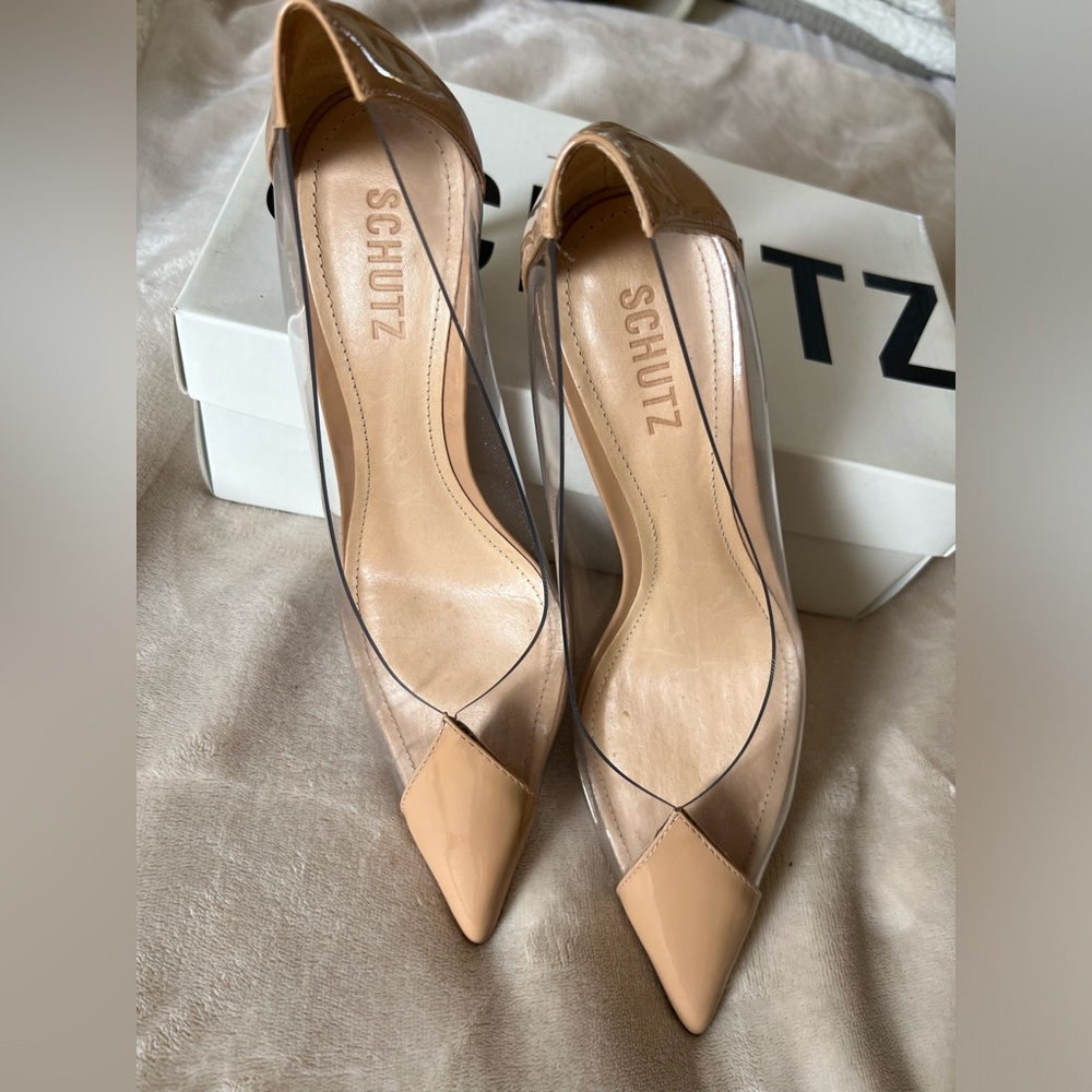 Schutz heels transparent nude